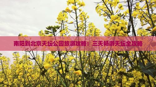 南阳到北京天坛公园三日游