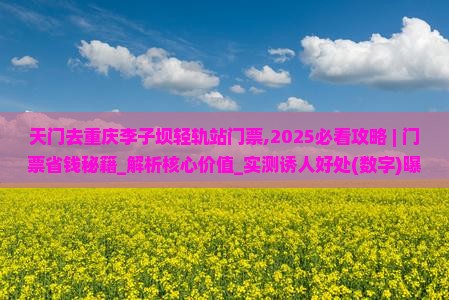 天门去重庆李子坝轻轨站门票