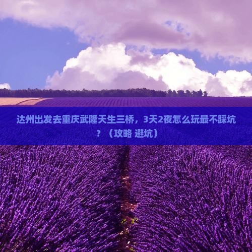 达州到重庆武隆天生三桥个人游