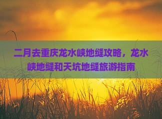 二月去重庆龙水峡地缝攻略