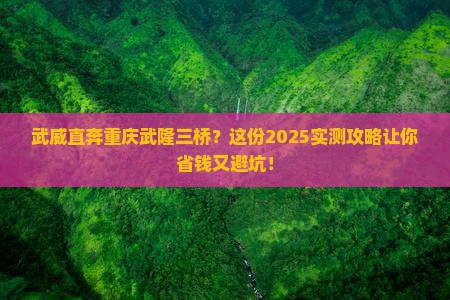 武威到重庆武隆天生三桥自由行