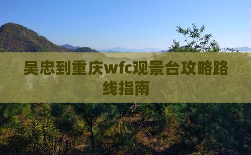 吴忠到重庆wfc观景台攻略