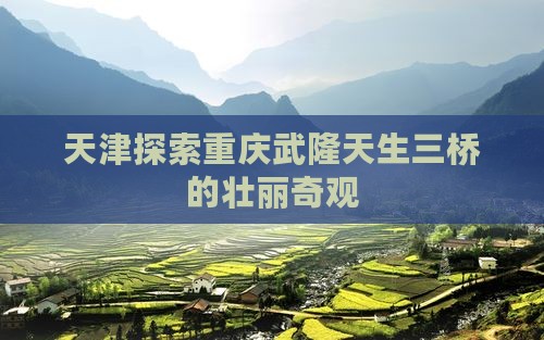 天津去重庆武隆天生三桥旅游