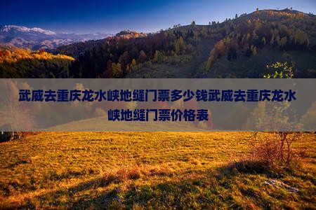 武威去重庆龙水峡地缝门票