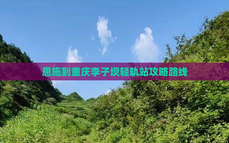 恩施到重庆李子坝轻轨站攻略
