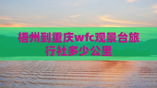梧州到重庆wfc观景台旅行社