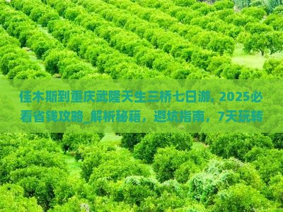 佳木斯到重庆武隆天生三桥七日游