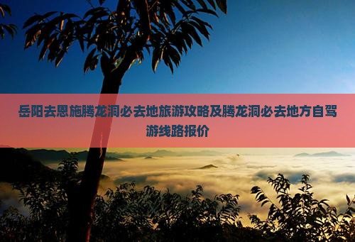 岳阳去恩施腾龙洞必去地