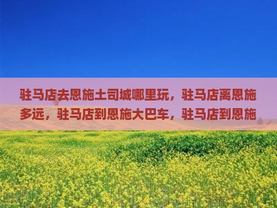 驻马店去恩施土司城哪里玩