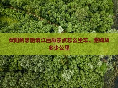 资阳到恩施清江画廊景点