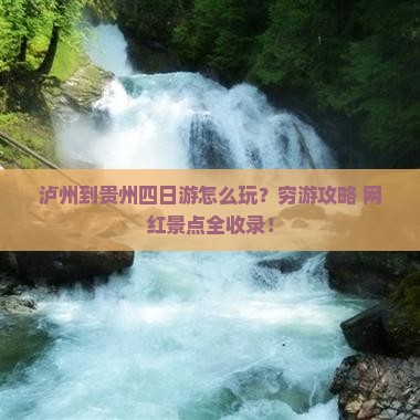 泸州到贵州四日游