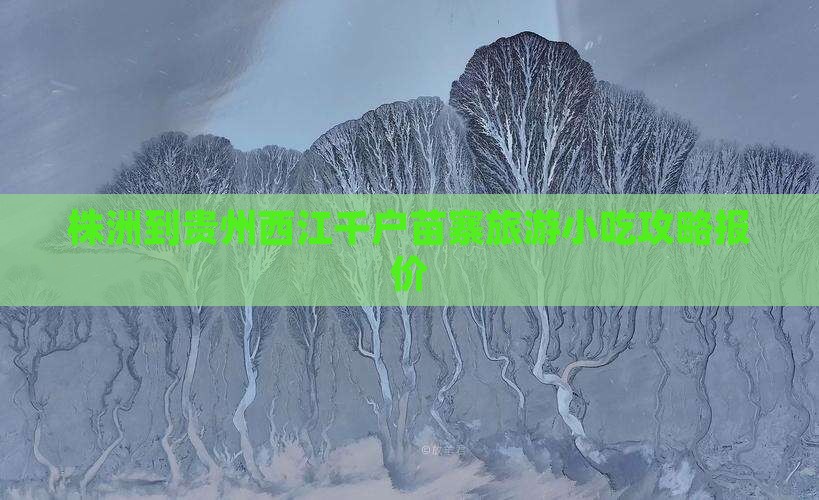 株洲到贵州西江千户苗寨旅游小吃