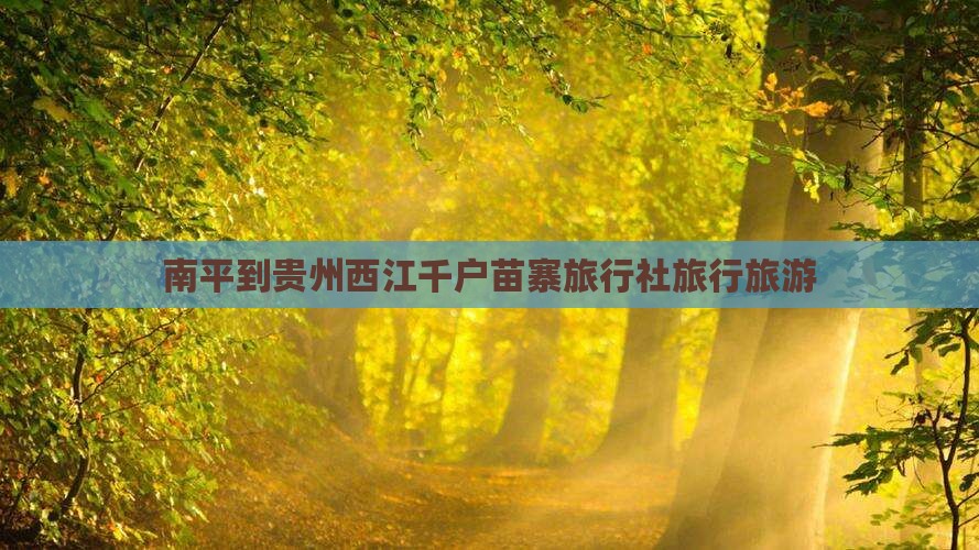 南平到贵州西江千户苗寨旅行社