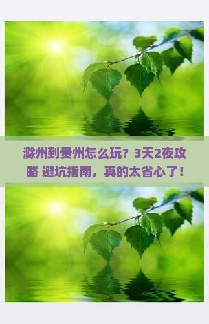 滁州到贵州旅行社