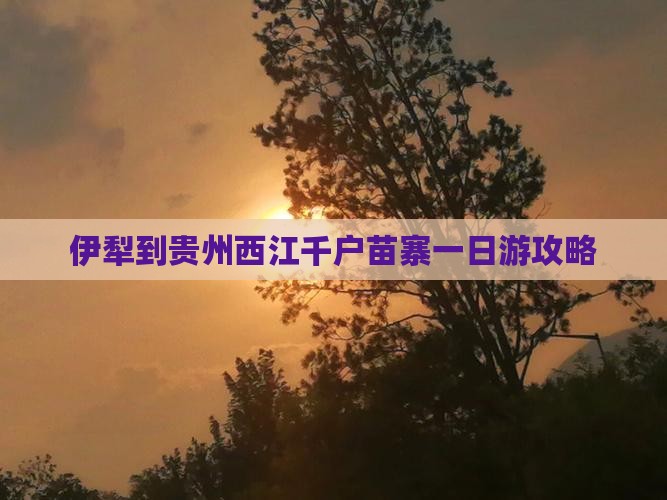 伊犁哈萨克去贵州西江千户苗寨一日