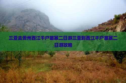 三亚去贵州西江千户苗寨二日游