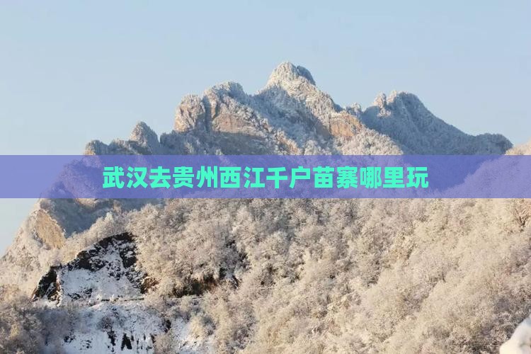 武汉去贵州西江千户苗寨哪里玩