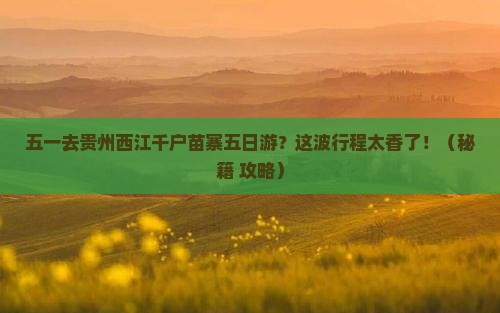 劳动节去贵州西江千户苗寨五日游