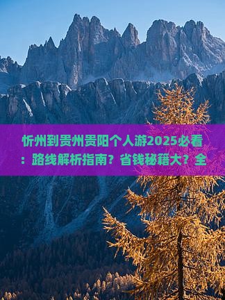 忻州到贵州贵阳个人游