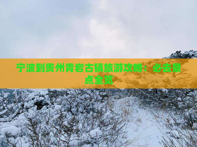 宁波到贵州青岩古镇自由团