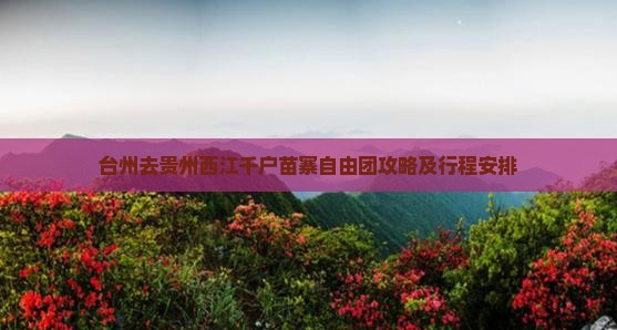 台州去贵州西江千户苗寨自由团