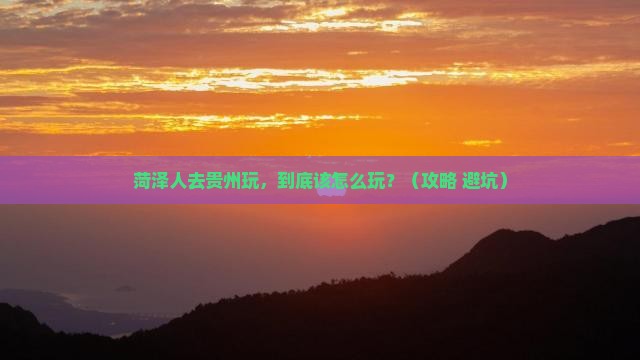 菏泽去贵州景点