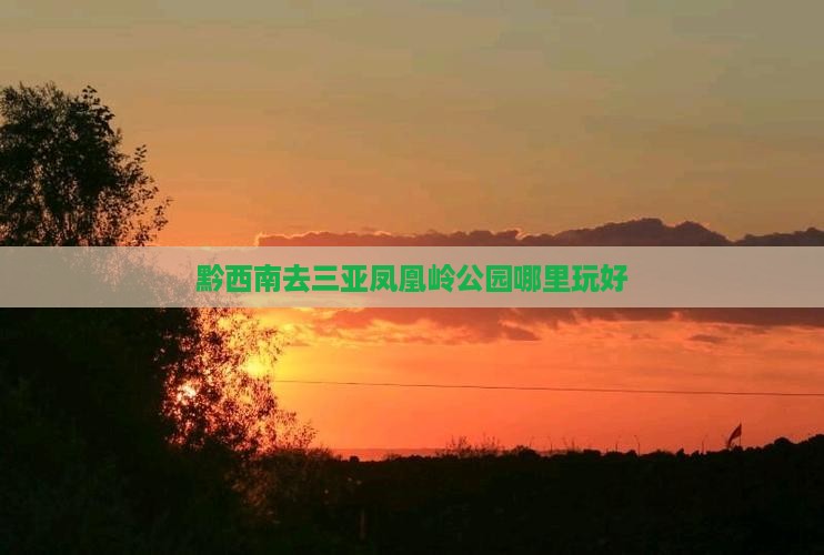 黔西南去三亚凤凰岭公园哪里玩