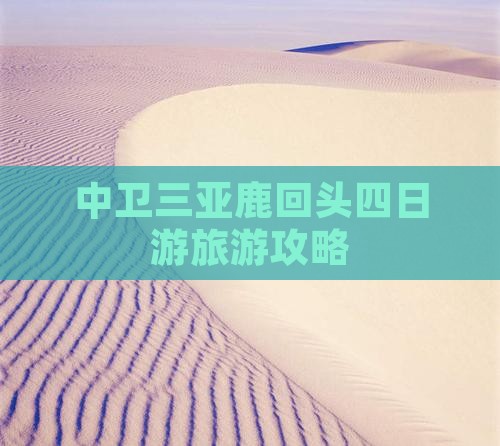 中卫去三亚鹿回头四日游