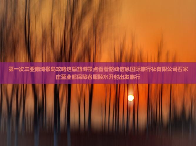 开封出发三亚南湾猴岛攻略