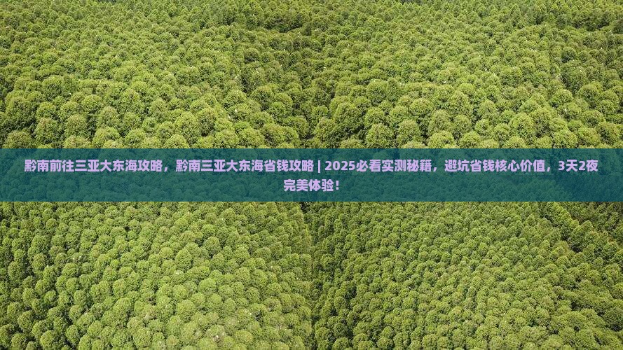 黔南前往三亚大东海攻略