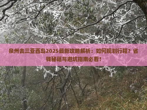 泉州去三亚西岛攻略