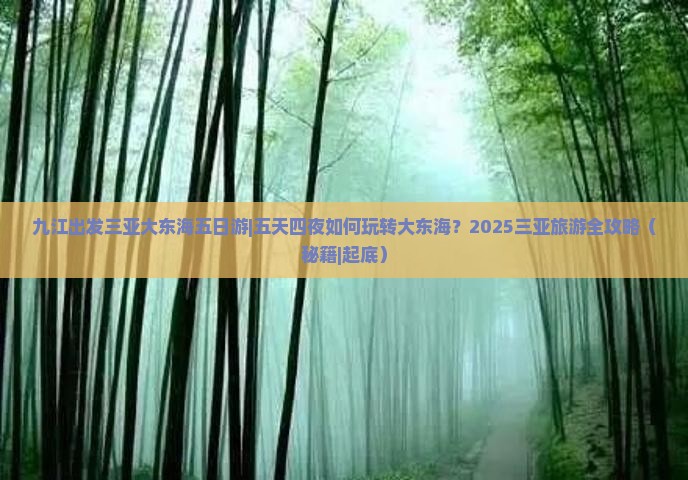 九江出发三亚大东海五日游