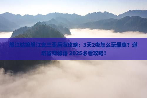 怒江去三亚后海攻略