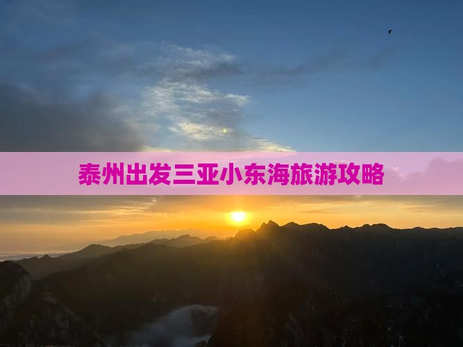 泰州出发三亚小东海个人游