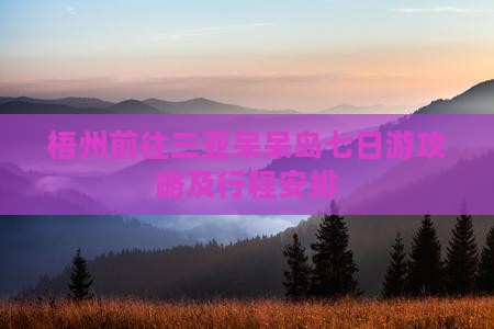 梧州前往三亚呆呆岛七日游