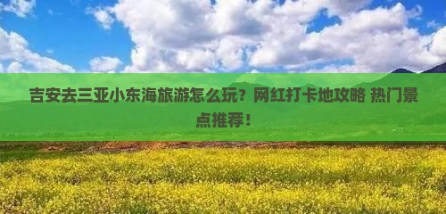 吉安前往三亚小东海旅游网红地点