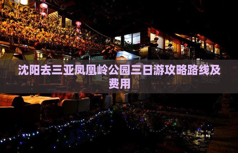 沈阳去三亚凤凰岭公园三日游