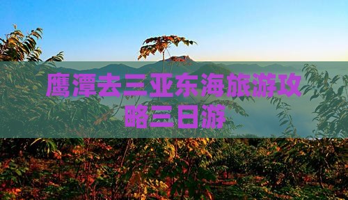 鹰潭去三亚小东海三日游