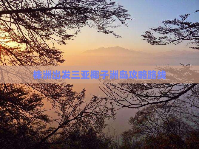 株洲出发三亚椰子洲岛攻略