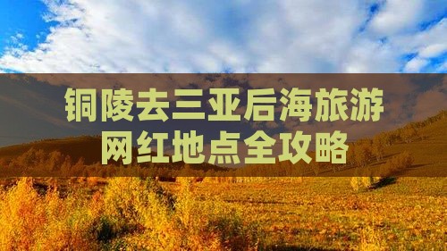 铜陵去三亚后海旅游网红地点