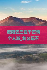 咸阳去三亚千古情个人游
