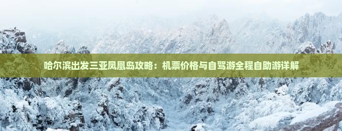 哈尔滨出发三亚凤凰岛攻略