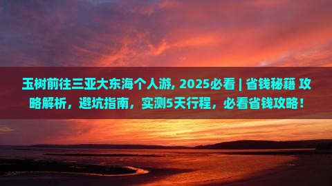 玉树前往三亚大东海个人游