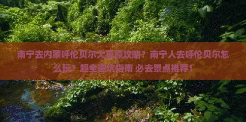 南宁去内蒙呼伦贝尔大草原攻略