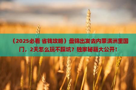 盘锦去内蒙满洲里国门景区二日游