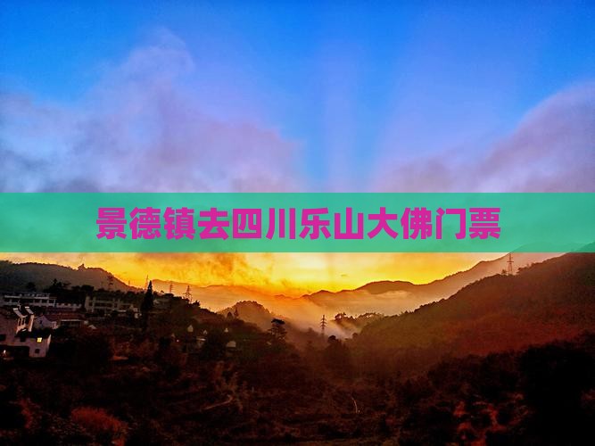 景德镇去四川乐山大佛门票