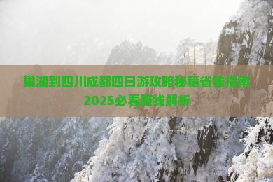 巢湖到四川成都四日游