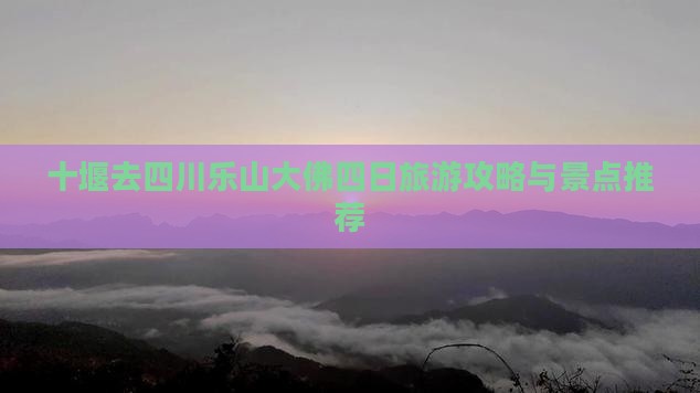 十堰去四川乐山大佛四日游