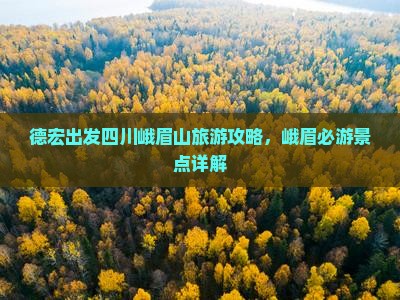 德宏去四川峨眉山旅游