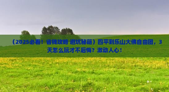 四平到四川乐山大佛自由团